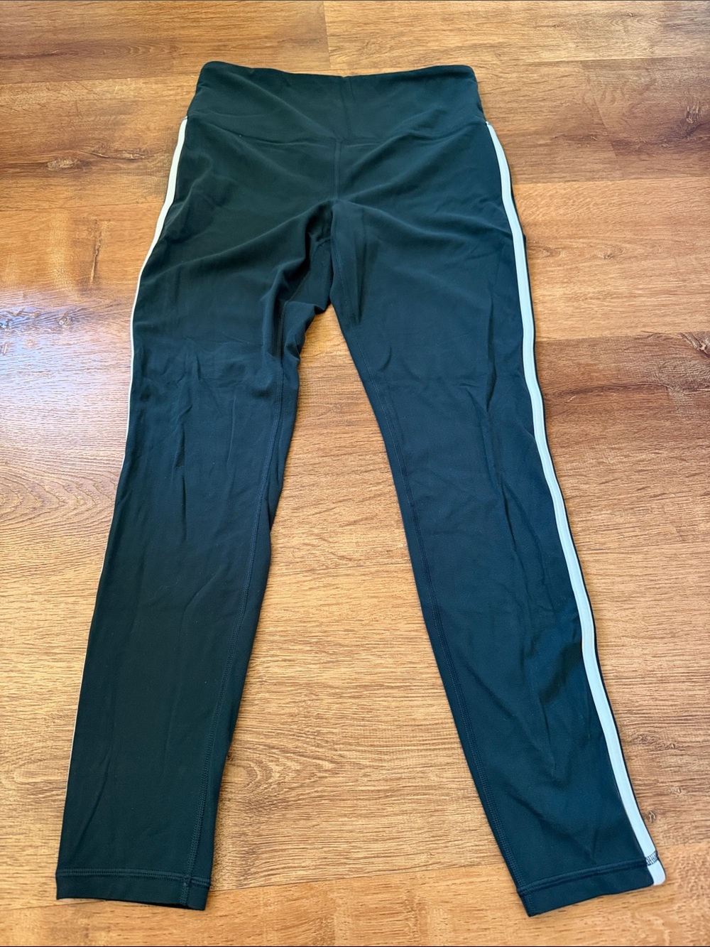 Athleta Ultra High Rise Elation Tight, Green with White Side Stripe